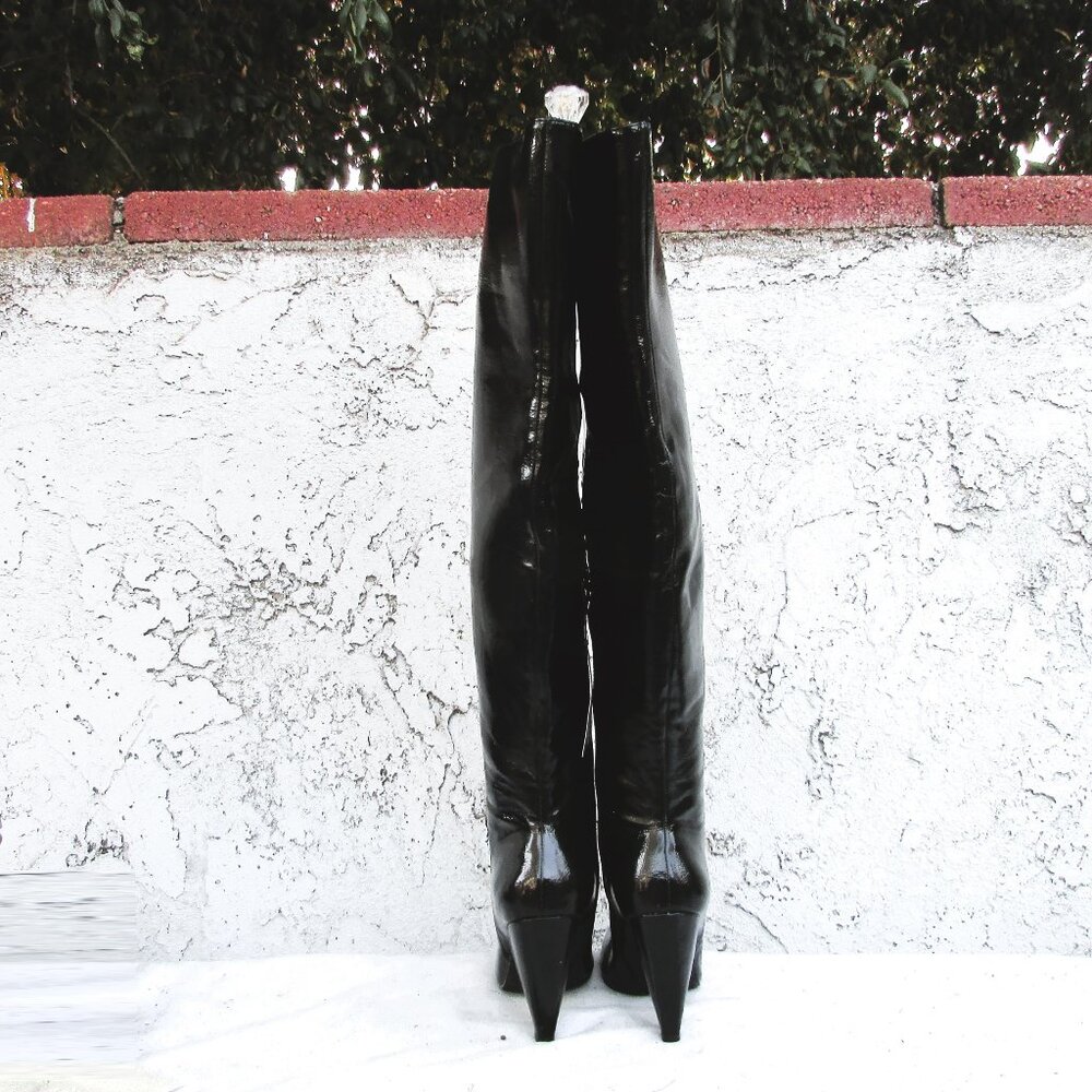 Forever 21 black faux patent thigh high boots 7 - Picture 5 of 9